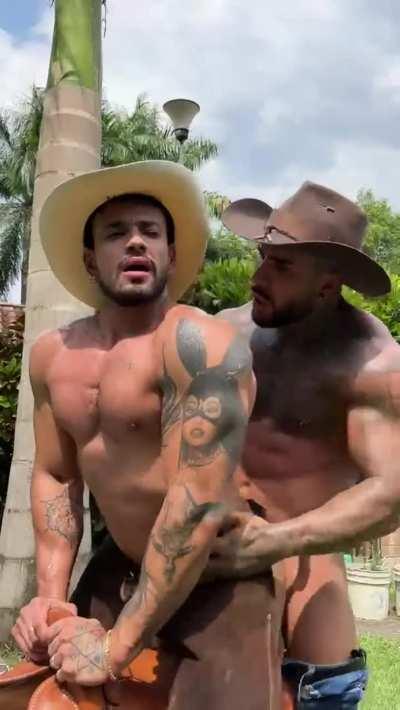 Muscled cowboy fuck.