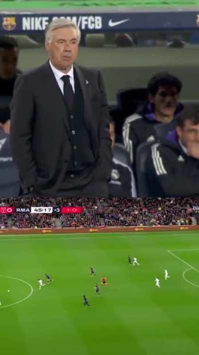 Carlo Ancelotti and the bench reaction to the first goal.😂🤍