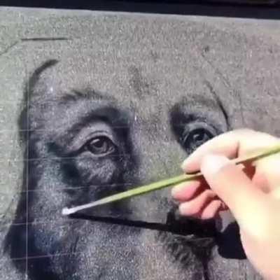 This drawing of a dog on the back of a random car