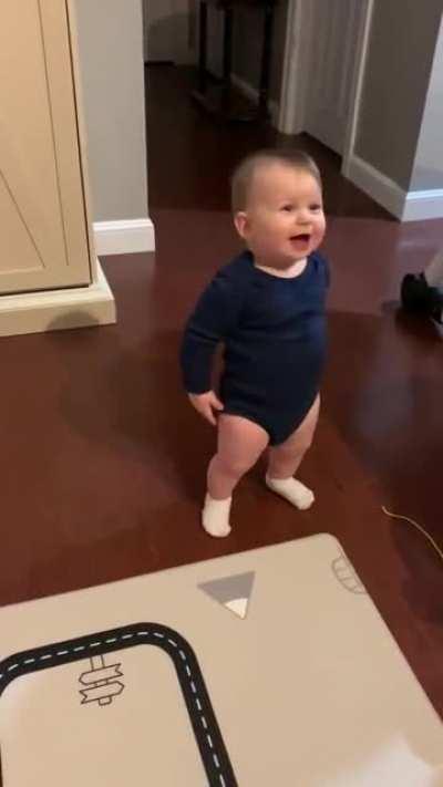 Having a very important conversation with her dad!