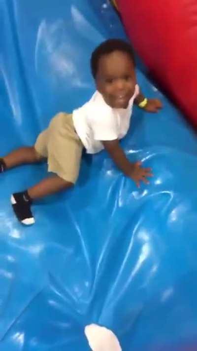 The correct way to go down a slide