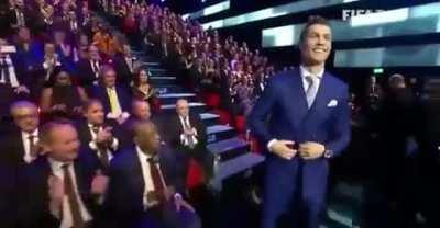 Ronaldo walking upto get his reward