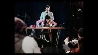 Vanessa Del Rio and Ron Jeremey in front of an audience