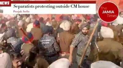 Raging Police charges at protestors