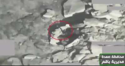 Saudi Air Force targeted position where two Houthi snipers were stationed before yemeni forces advance.  yemen-sadaa unknown date