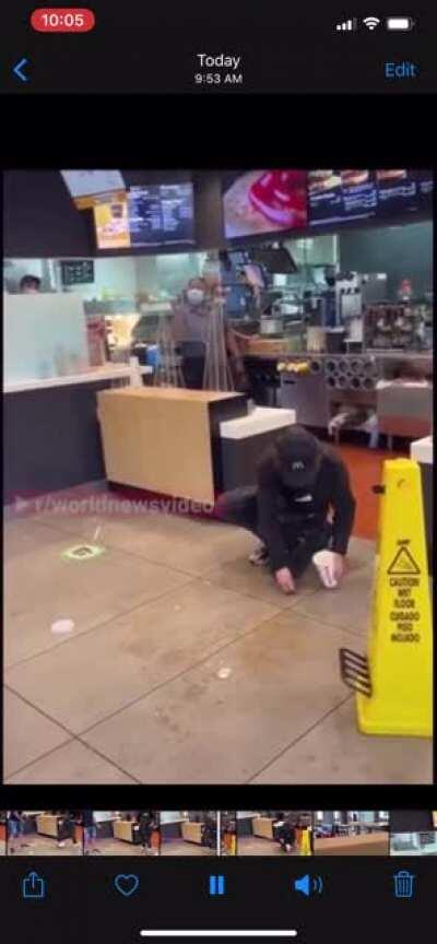 Tough guy takes out his micro penis aggression on a fkn teenager. Manager I. Clearly visible allowing the kid to take the heat.