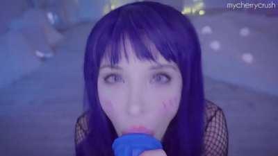 Hinata cosplayer sucks and jerks off cock from your POV