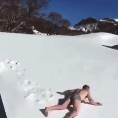 Guy thought snow is always soft