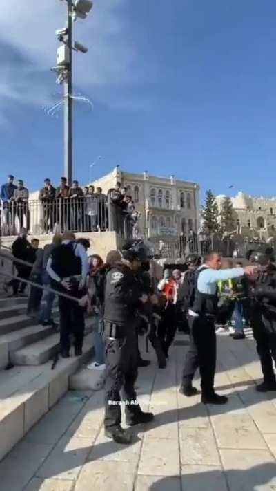 Occupation Forces brutally attack young girl in Occupied Jerusalem before firing tear gas canisters at crowd