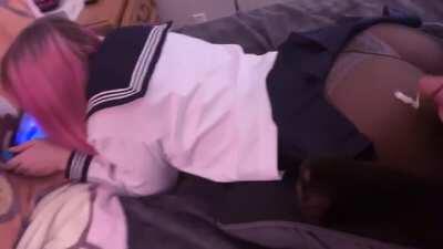 Cumming On a School Girl's Ass While Shes Playing Video Games