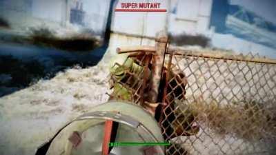Brother I will save you - super mutants flying corpse takes a second fat man shot to save his bro
