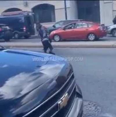 Clean piledriver on concrete