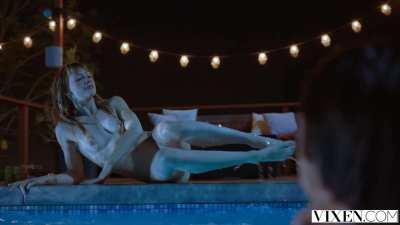 Ivy Wolfe getting out of the pool