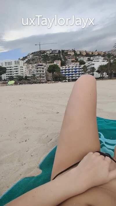 Guys kept looking at me sunbathe on the beach in my little micro bikini so I tried to have a sneaky play [GIF]