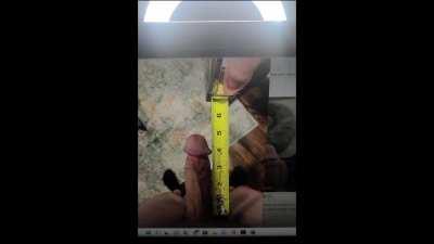 Comparing his little dick to my fav toy!