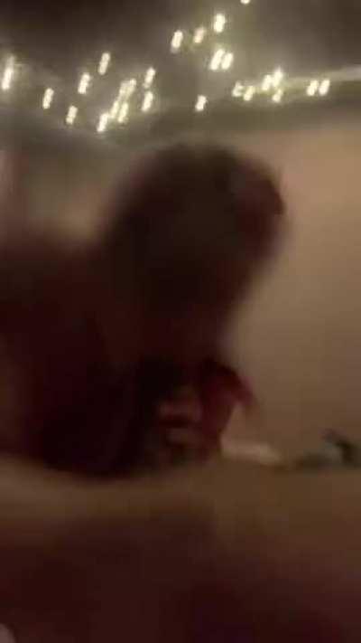 Traveling hotwife trying to swallow a monster cock