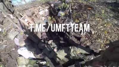 Russian soldiers surrender to Ukrainian forces.