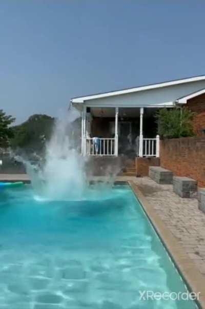 Backflip off roof and into pool