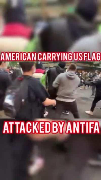 So much respect goes to this fellow patriot. He did not let go of the flag even when he is attacked by these terrorists ✊