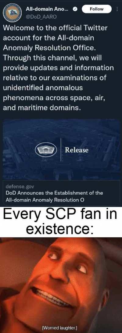 Everybody gangster until the actual DOD announces that they're creating an anomaly investigation department.
