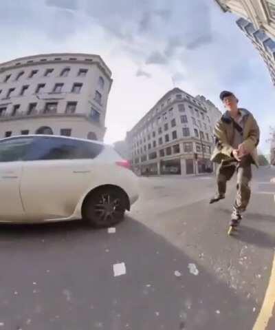 Skating through the streets at 30 miles per hour