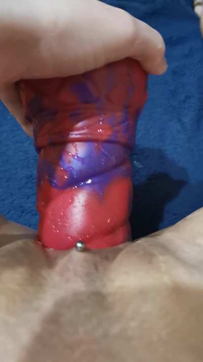 Going up dildo size makes for a fun challenge to hilt the new toy