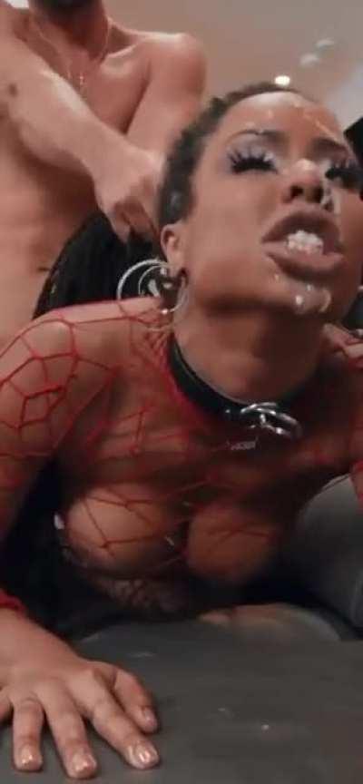 Kira Noir receives 2 facials and a pounding 