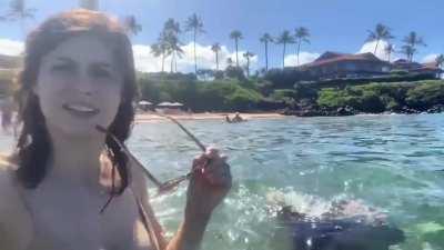 Alex going for a swim