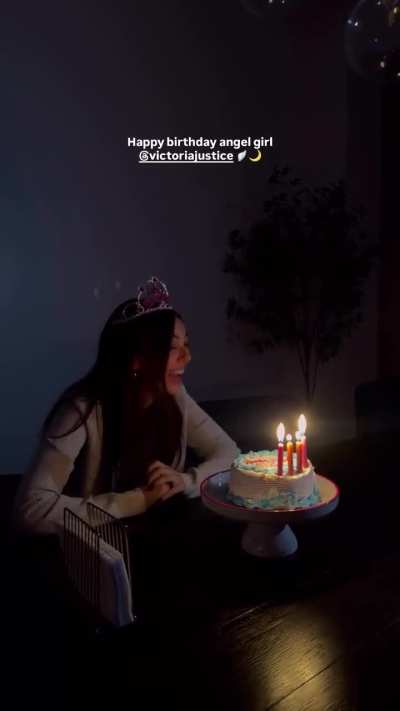 Victoria Justice blowing out her birthday candles IG 2/19/2026