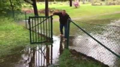 Trying to keep my shoes dry...