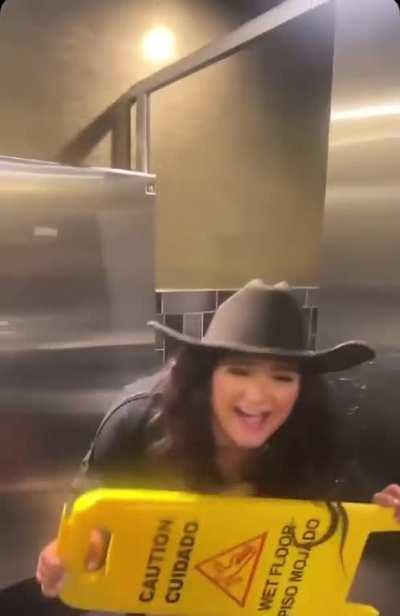 HMC while I play with a wet floor sign