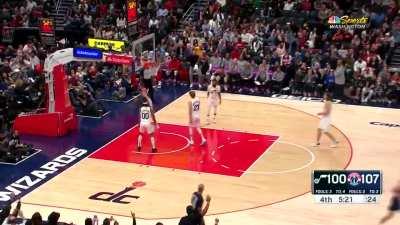 [Highlight] Kristaps Porzingis throws down the signature one handed put back dunk