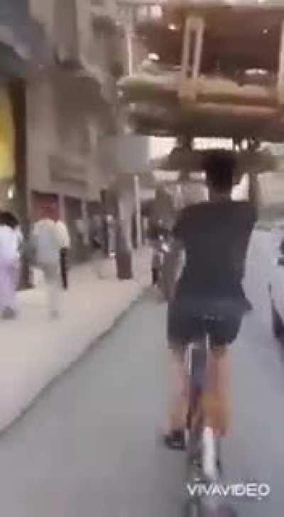 Bread bike delivery, one take.