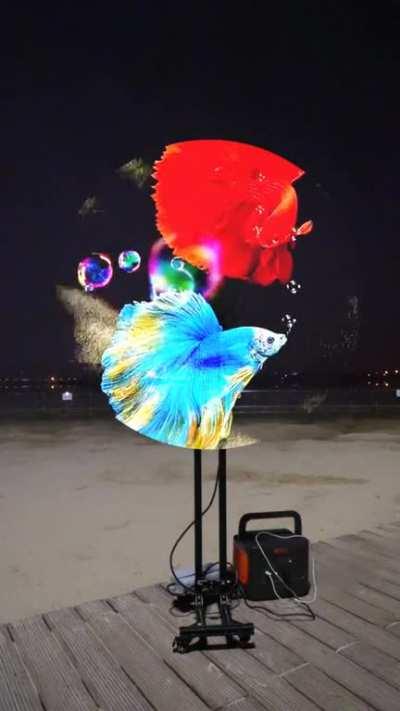 Spinning lights create detailed moving picture