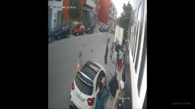 Rider hits truck and loses an arm.