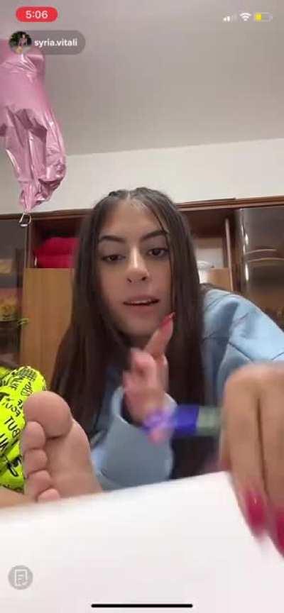 3 minutes of girl playing with and smelling friends foot