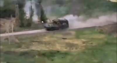 Russian BTR carrying troops getting pelted by a American Supplied M2 Bradley. Russian troops can be seen getting picked off by Bradley gunner. Kursk 2024