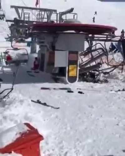 Sped up skiing elevator something