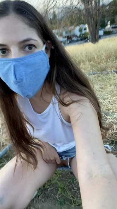 Showing you up my skirt near a street