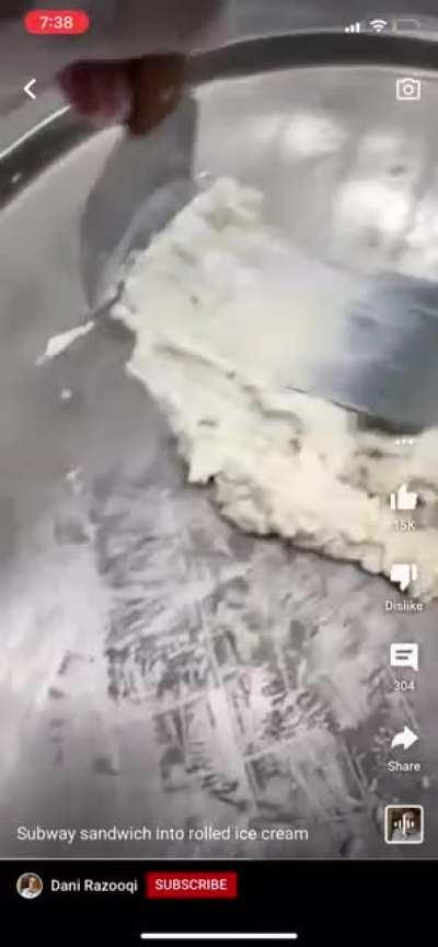 Someone call the police. He turned a subway sandwich into ice cream