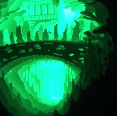 Lord of the Rings Light-Box, made from 11 layers of white paper