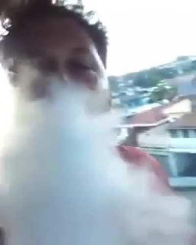 smoke on top of a wall