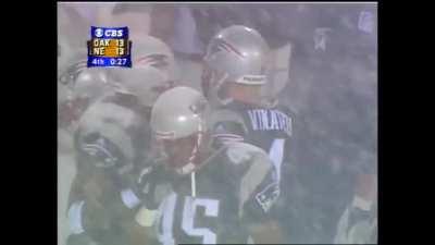 45 days until kick-off: Adam Vinatieri hits a 45 yard field goal in a blizzard to tie the game and send the 2001 Divisional to overtime