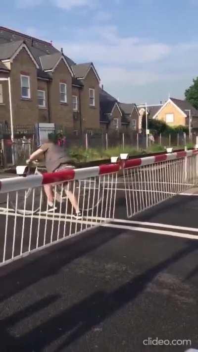 Trying to cross the train track