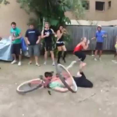 DBS flying over the trashcan!