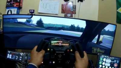 Onboard Trackir with Super Ultrawide curved monitor. Recording Action Camera right in my view, so slow lap time lol