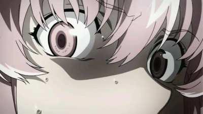 Titan from Megamind staring but with Silent Hill Music meme, but it's Yuno Gasai from Mirai Nikki instead of Titan