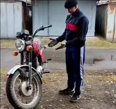 Kick starting a bike