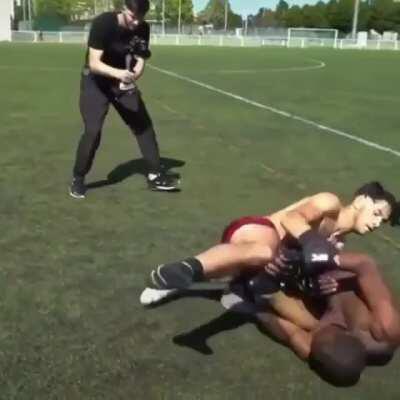 It goes without saying that since Jiu jitsu went viral, a downed fighter is still dangerous.