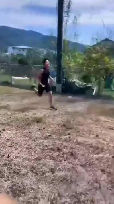 Exaggerated goal celebration.